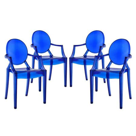 PRIMEWIR Casper Dining Armchairs in Blue Polycarbonate, 4PK EEI-1769-BLU